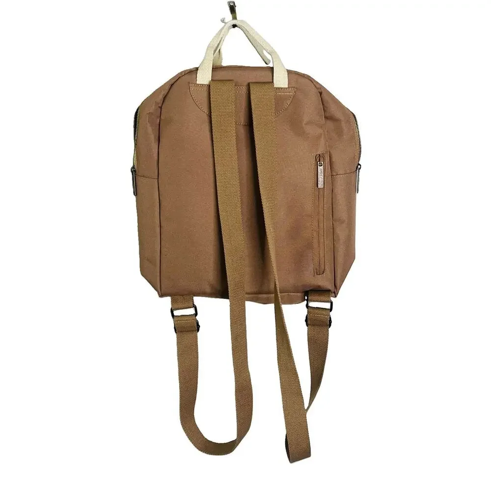 Lefrik Vegan Recycled Backpack Tote Khaki 12” x 13” x 3” Eco-Friendly Adjustable